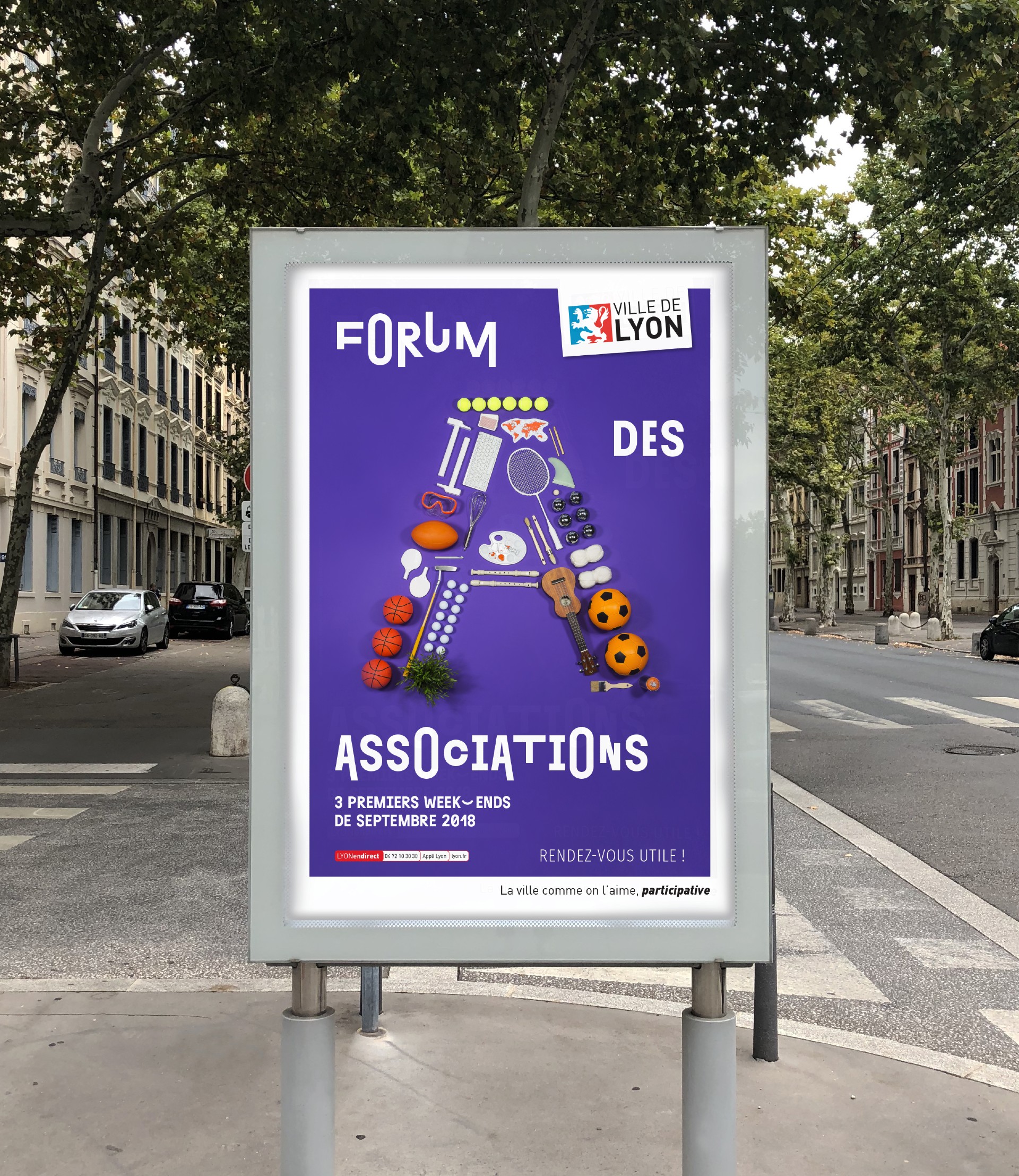 Identité visuelle, affiches, direction artistique et photographie pour le Forum des associations de la ville de Lyon. 1