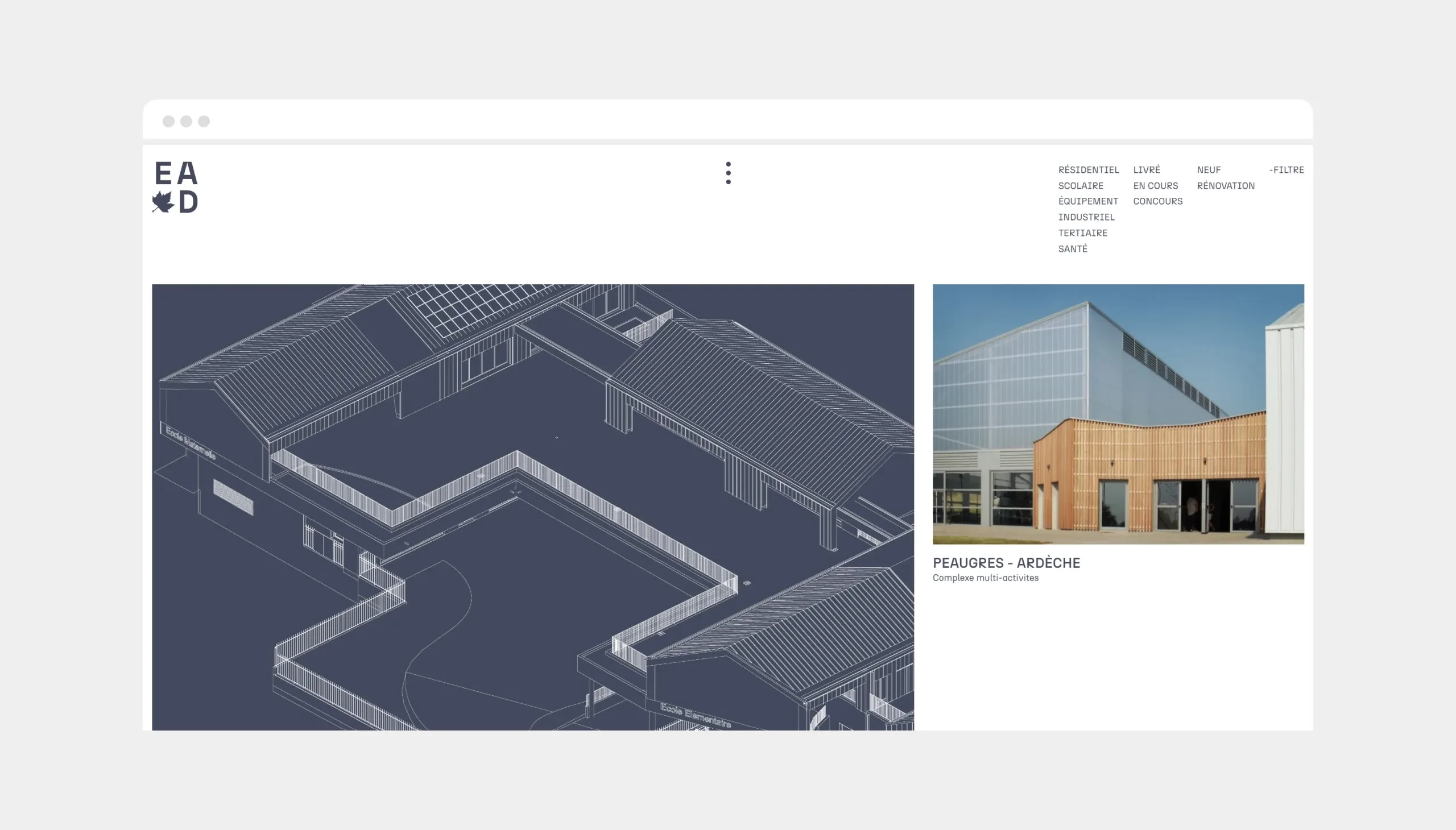 EAD page projets architecture site web