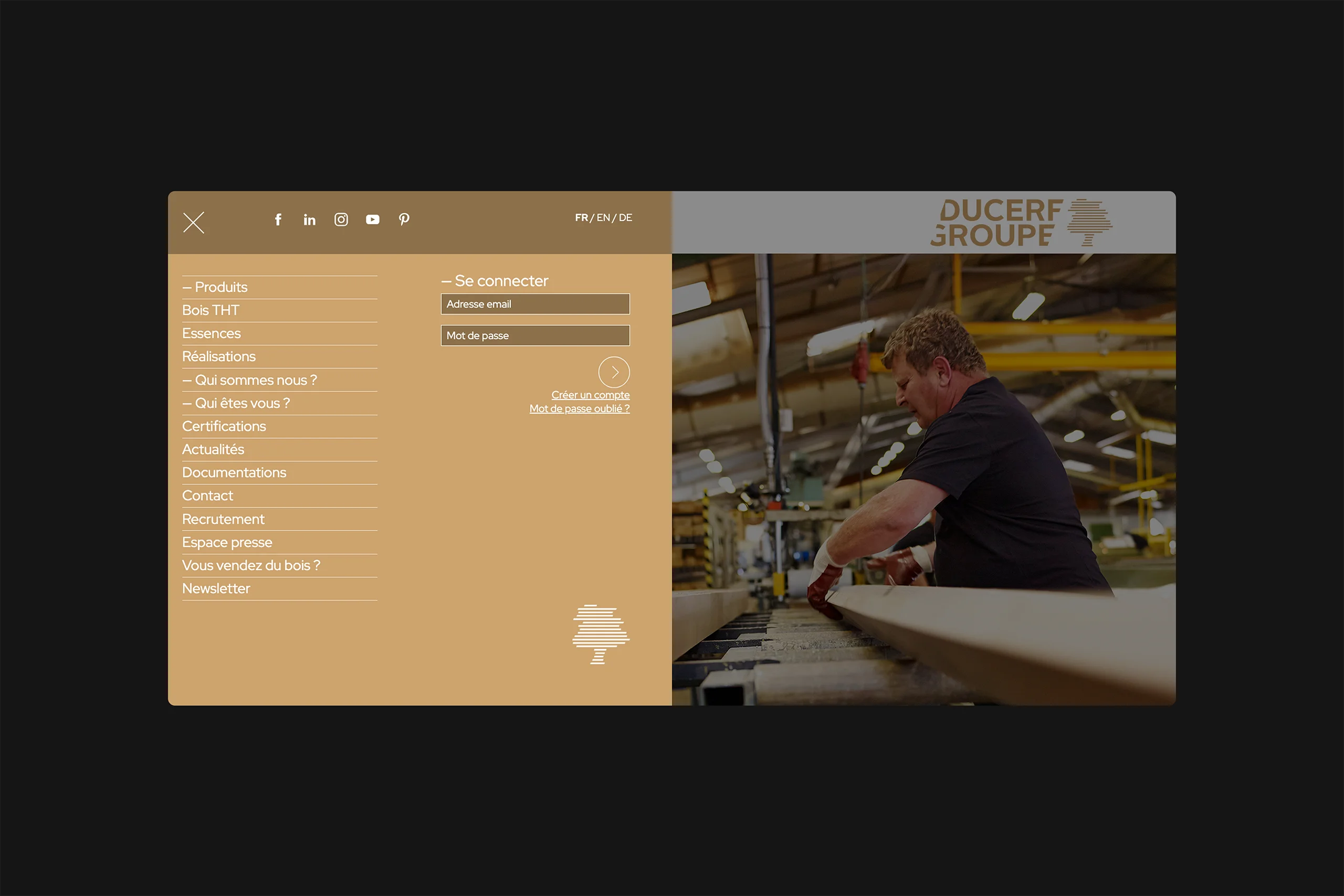 Site web desktop Ducerf-Groupe menu