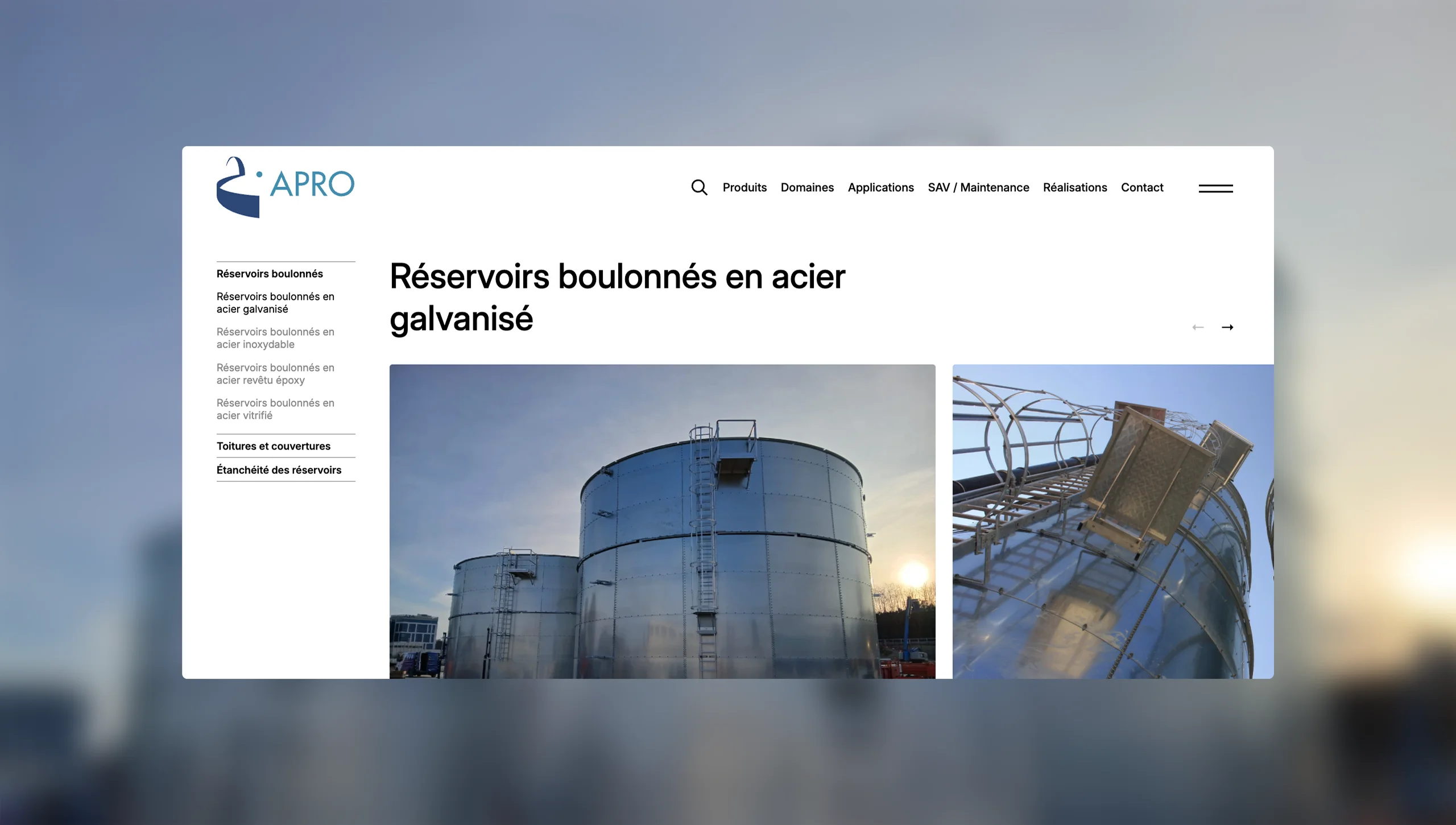 Site web desktop Apro Industrie