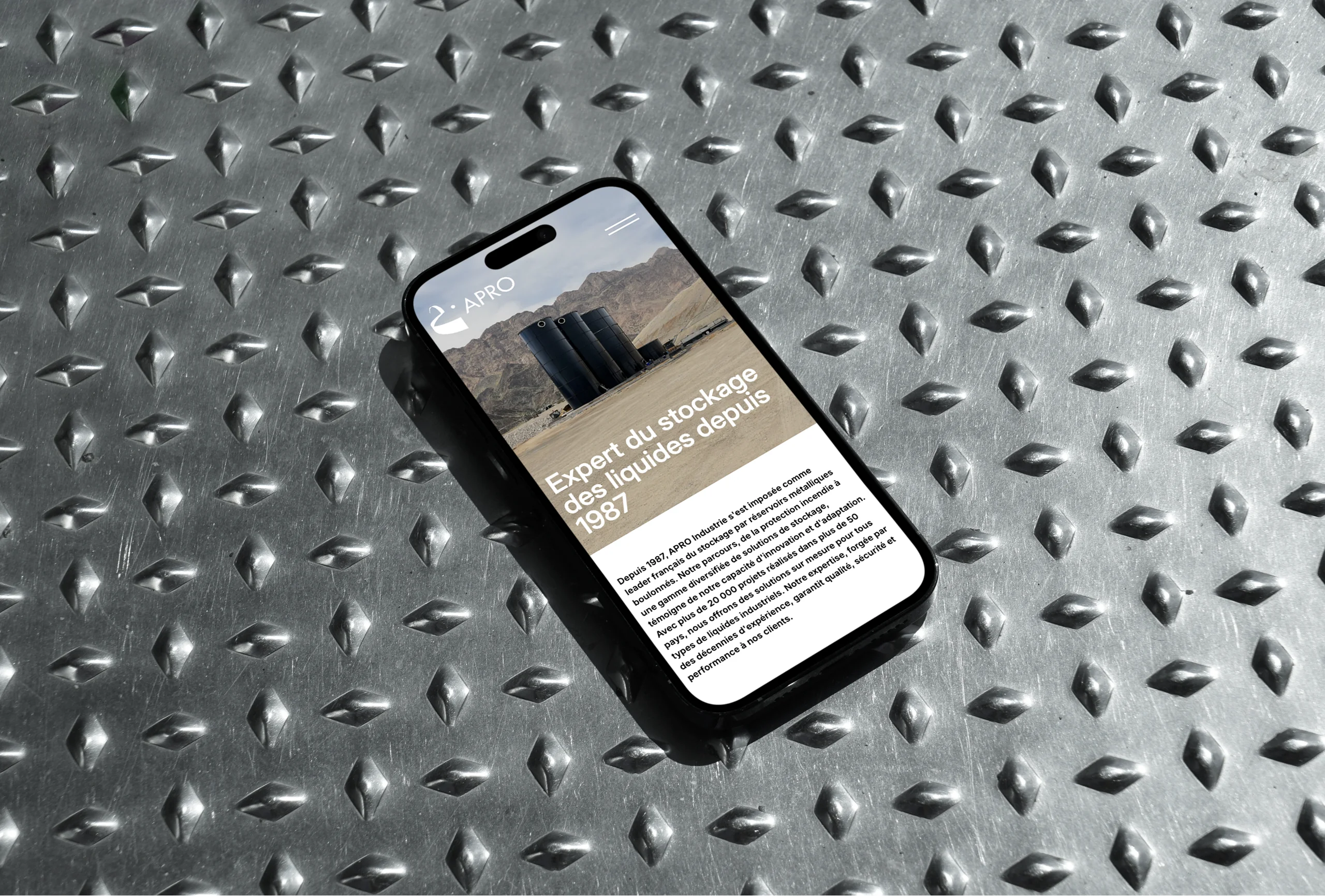 Site web mobile accueil Apro Industrie