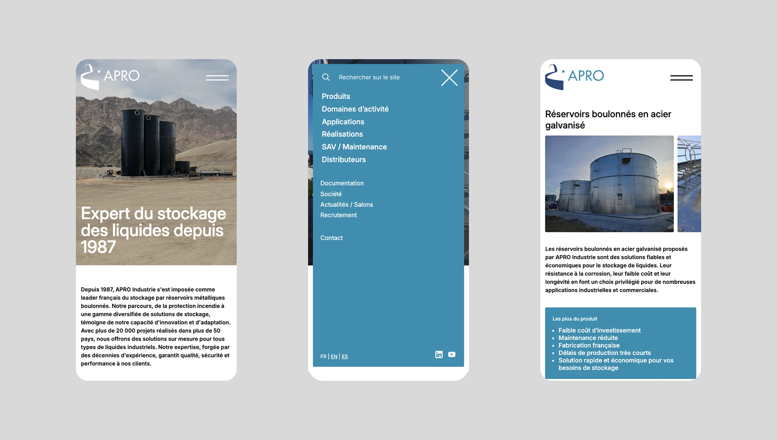 Site web mobile Apro Industrie