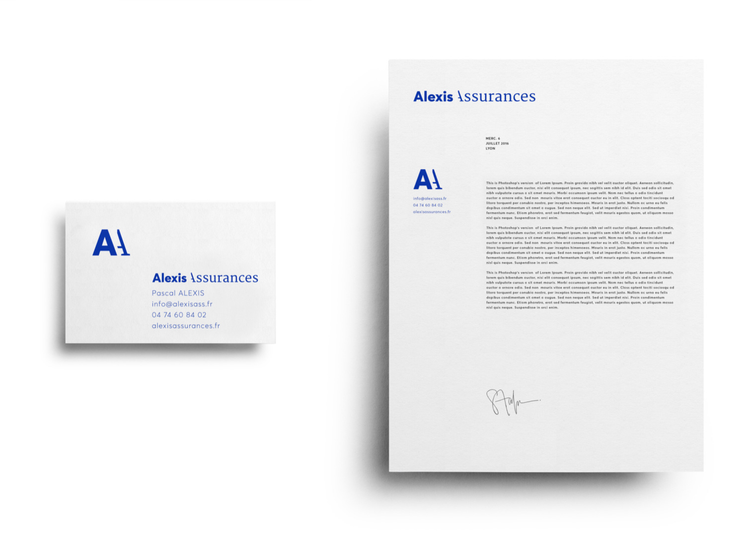 papier entete carte visites Alexis Assurances